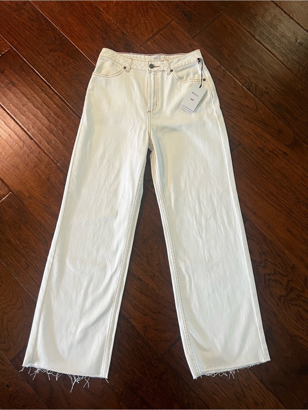 RVCA Coco Denim High Rise Wide Leg Jeans White Size 27 NWT